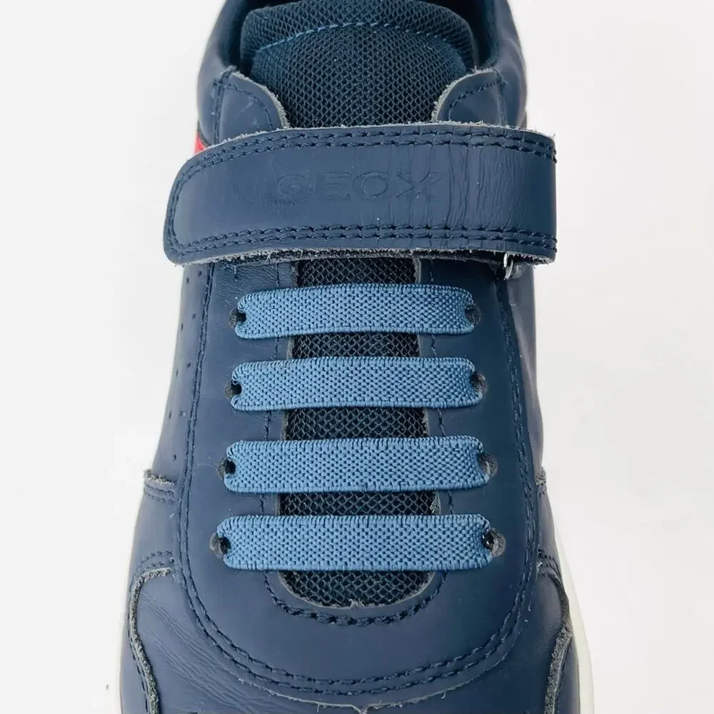 Geox Respira Youth Classic Sneaker Size 5 Navy Blue Italian Leather Padded Comfy